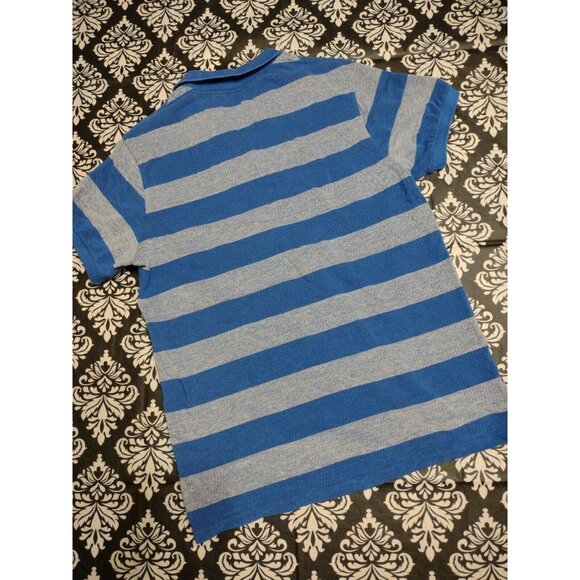 Boys Young Adult Old Navy Striped Blue Gray Collared Short Sleeve Polo Shirt S - Picture 4 of 5